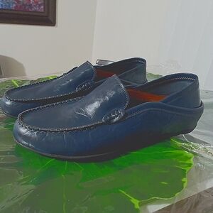 Men's Blue Leather Loafers